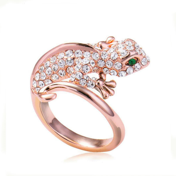 Cubic Zirconia Crystal Rings Rose Gold Color Fashion Animal