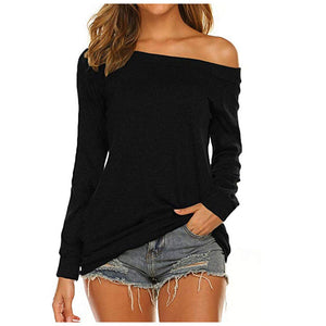 Off Shoulder soild Women's shirt Long Sleeve casual blouse spring and