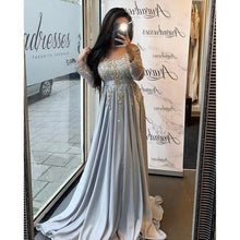 Load image into Gallery viewer, Off The Shoulder Moroccan Kaftan Evening Dresses Illusion Sleeves Gold
