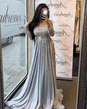 Load image into Gallery viewer, Off The Shoulder Moroccan Kaftan Evening Dresses Illusion Sleeves Gold