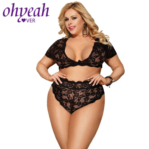 Ohyeahlover Women 5XL Underwear Lingerie Set Plus Size Lace Lenceria