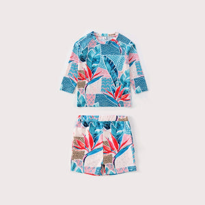 One Piece Swimsuit Parent child Swimwear Women Print Long Sleeve