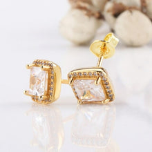 Load image into Gallery viewer, Original 925 Sterling Silver Pan Earring Shiny Rose Gold Square With - Sophornlilly
