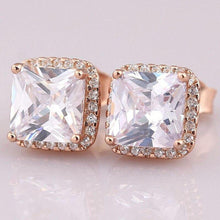 Load image into Gallery viewer, Original 925 Sterling Silver Pan Earring Shiny Rose Gold Square With - Sophornlilly