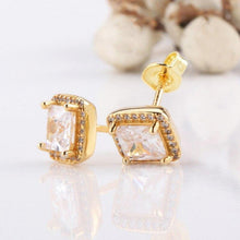 Load image into Gallery viewer, Original 925 Sterling Silver Pan Earring Shiny Rose Gold Square With - Sophornlilly
