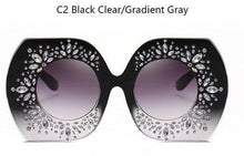 Load image into Gallery viewer, Oversized Goggles Rhinestone Large Frame Square Sunglasses