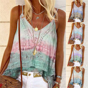 Oversized Plus Size 2XL Ladies Shirt Women Summer Sleeveless  Print