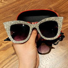 Load image into Gallery viewer, Oversized sunglasses handmade bling cat eye