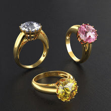 Load image into Gallery viewer, 12MM Round Top Quality Gemstone Gold Color Luxury Women's - Sophornlilly