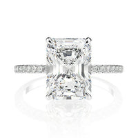 Sterling Silver Emerald Cut Created Moissanite