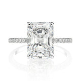 Sterling Silver Emerald Cut Created Moissanite