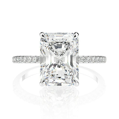 Sterling Silver Emerald Cut Created Moissanite