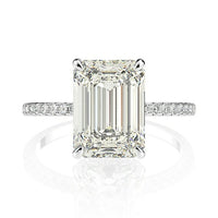 Sterling Silver Emerald Cut Created Moissanite