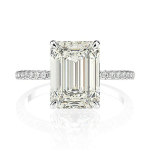 Sterling Silver Emerald Cut Created Moissanite
