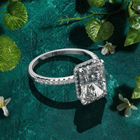 Sterling Silver Emerald Cut Created Moissanite