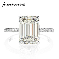 Sterling Silver Emerald Cut Created Moissanite