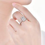 Sterling Silver Emerald Cut Created Moissanite