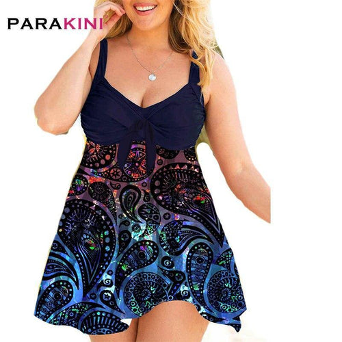 PARAKINI Tankini Women Plus Size Flower Print Swimwear Paisley - Sophornlilly