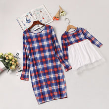 Load image into Gallery viewer, Autumn Winter Plaid Girl Women Dress Tutu Lace Shirtdress Mother