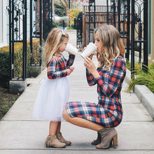 Load image into Gallery viewer, Autumn Winter Plaid Girl Women Dress Tutu Lace Shirtdress Mother