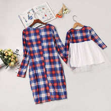 Load image into Gallery viewer, Autumn Winter Plaid Girl Women Dress Tutu Lace Shirtdress Mother