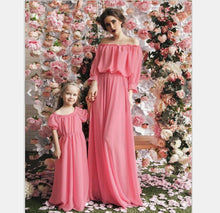 Load image into Gallery viewer, Chiffon Girl Women Dress Maxi Wedding Party mother daughter dress