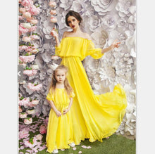 Load image into Gallery viewer, Chiffon Girl Women Dress Maxi Wedding Party mother daughter dress