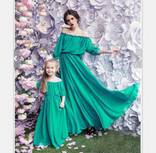Load image into Gallery viewer, Chiffon Girl Women Dress Maxi Wedding Party mother daughter dress