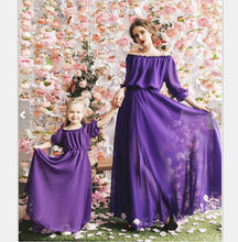 Load image into Gallery viewer, Chiffon Girl Women Dress Maxi Wedding Party mother daughter dress