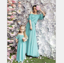 Load image into Gallery viewer, Chiffon Girl Women Dress Maxi Wedding Party mother daughter dress