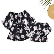 Load image into Gallery viewer, Floral Girl Women Dress Ruffle Off Shoulder Mother Daughter