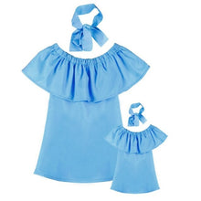 Load image into Gallery viewer, Girl Women Dress Hairband Off Shoulder Ruffle Mother Daughter