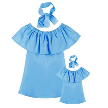 Load image into Gallery viewer, Girl Women Dress Hairband Off Shoulder Ruffle Mother Daughter