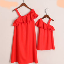 Load image into Gallery viewer, Girl Women Dress One Shoulder Beach Mother Daughter dress Party