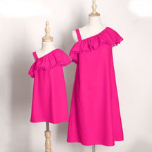 Load image into Gallery viewer, Girl Women Dress One Shoulder Beach Mother Daughter dress Party