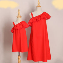 Load image into Gallery viewer, Girl Women Dress One Shoulder Beach Mother Daughter dress Party