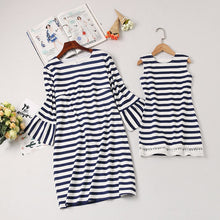 Load image into Gallery viewer, Striped Girl Dress Lace Mom Daughter Dress Family Matching