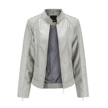 Load image into Gallery viewer, PU Leather Jacket Women Fashion Casual Standing Neck Zipper
