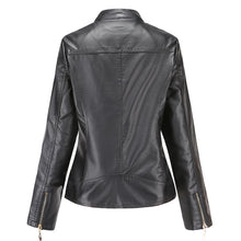 Load image into Gallery viewer, PU Leather Jacket Women Fashion Casual Standing Neck Zipper