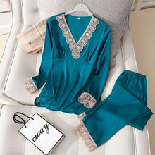 Load image into Gallery viewer, Pajama Set pjs for Women Satin Silky Pyjama Long Sleeve Casual