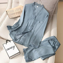 Load image into Gallery viewer, Pajama Set pjs for Women Satin Silky Pyjama Long Sleeve Casual