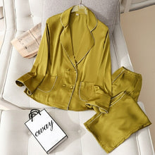 Load image into Gallery viewer, Pajama Set pjs for Women Satin Silky Pyjama Long Sleeve Casual