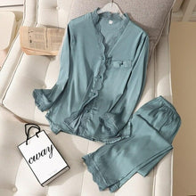 Load image into Gallery viewer, Pajama Set pjs for Women Satin Silky Pyjama Long Sleeve Casual