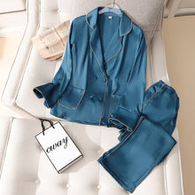 Load image into Gallery viewer, Pajama Set pjs for Women Satin Silky Pyjama Long Sleeve Casual