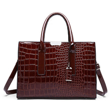 Load image into Gallery viewer, Leather Messenger Bag Crocodile