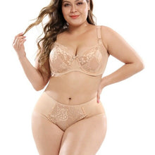 Load image into Gallery viewer, PariFairy Hollow Sexy Bra Ultrathin Underwear Set Plus Size DD E Cup