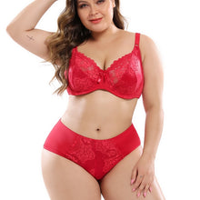 Load image into Gallery viewer, PariFairy Hollow Sexy Bra Ultrathin Underwear Set Plus Size DD E Cup