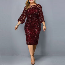 Load image into Gallery viewer, Party Dresses Sequin Plus Size Women's Dress Mesh See Through - Sophornlilly