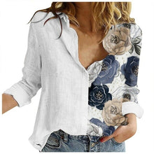 Load image into Gallery viewer, Patchwork Printing Women&#39;s Blouse Casual Button V neck Tunic Tops Long