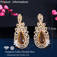 Load image into Gallery viewer, Pera Vintage Champagne Cubic Zirconia Yellow Gold Long Big Water Drop